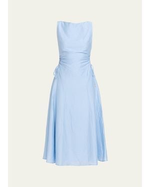 Anna Quan Mai Satin Midi Dress - Blue