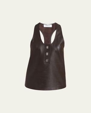 Ferragamo Toggle Nappa Leather Racerback Tank Top - Multicolor