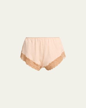 Chloé Lace-Trim Floral Silk Jacquard Pull-On Shorts - Natural