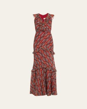 Saloni Rita Tiered Ruffle Cocktail Dress