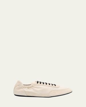 Prada Collapse Nylon And Suede Low-Top Sneakers - Natural
