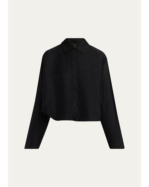 Kiki de Montparnasse Say My Name Cropped Silk Lounge Shirt - Black