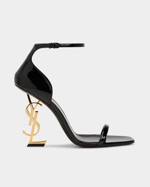 Saint Laurent Opyum Ysl Logo-Heel Sandals With Golden Hardware - White