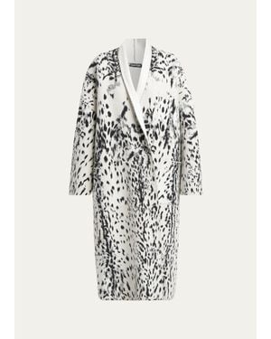 Tom Ford Lynx Jacquard Compact Velvet Viscose Oversized Sculptural Coat - White