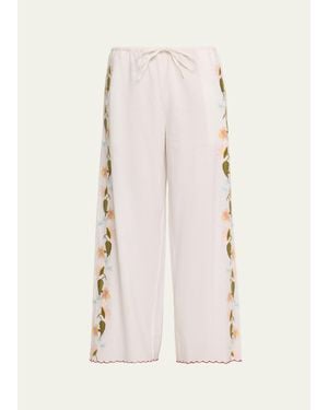 Ciao Lucia Ermmano Embroidered Drawstring Pants - Natural