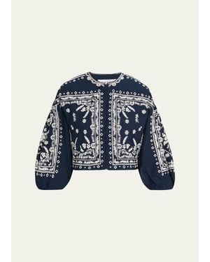 Veronica Beard Drake Embroidered Jacket - Blue