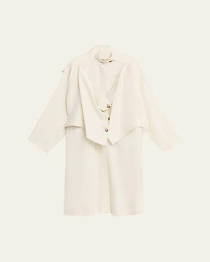 Michael Kors Linen Draped Oversized Wind Coat - Natural