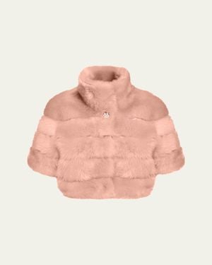 Gorski Reversible Merinillo Shearling Lamb Bolero - Pink
