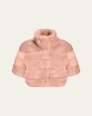 Gorski Reversible Merinillo Shearling Lamb Bolero - Pink