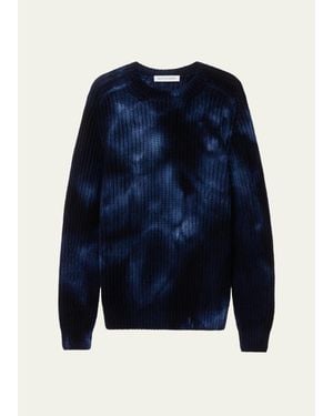 Iris Von Arnim Stonewashed Cashmere Rib-Knit Crewneck Sweater - Blue