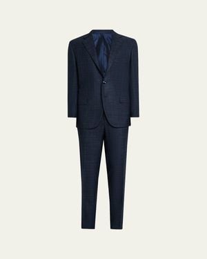Kiton Cashmere, Wool And Silk Plaid Two-Piece Suit - Blue