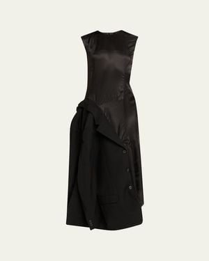 HODAKOVA Inside-Out Suit Reconstructed Sleeveless Midi Dress - Black