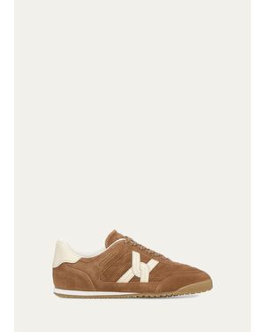 Veronica Beard Natalia Mixed Leather Low-Top Sneakers - Natural