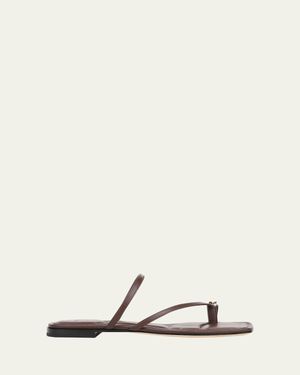 Vince Polli Leather Toe-Ring Flat Sandals - Natural