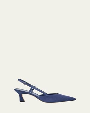 Stuart Weitzman 50Mm Vinnie Suede Slingback Pumps - Blue