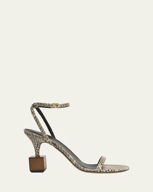 Jacquemus The Bisou Geometric Snake-Embossed Leather Sandals - White