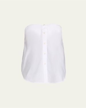 Brandon Maxwell Shea Strapless Button-Down Top - White