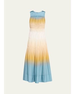 3.1 Phillip Lim Smocked Ombré Voile Midi Dress - White
