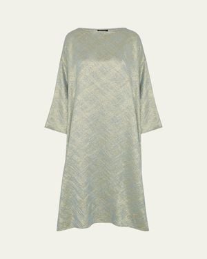 Eskandar Wide A-Line Scoop Neck Dress - Green