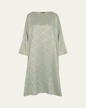 Eskandar Wide A-Line Scoop Neck Dress - Green