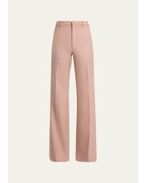 Chloé Wool Gabardine Wide-Leg Pants - Pink