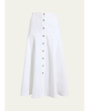 Cinq À Sept Veena Button-Front Midi Skirt - White