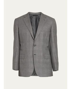 Brioni Wool Prince Of Wales Single-Breasted Suit - Gray