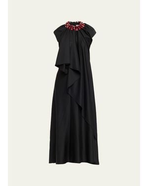 DIOTIMA Parade Embellished Asymmetric Backless Maxi Dress - Black