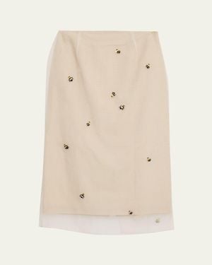 BERNADETTE Roxane Lady Bug Layered Midi Skirt - Natural