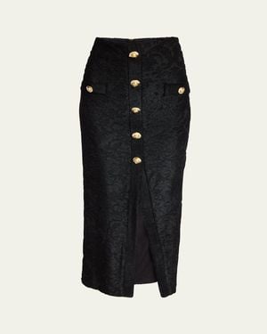 Balmain Baroque Buttoned Pencil Skirt - Black