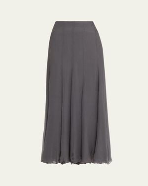 Chloé Organic Silk Mousseline Maxi Skirt - Gray