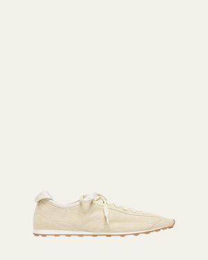 Jacquemus Les Tennis Croc-Embossed Suede Sneakers - Natural