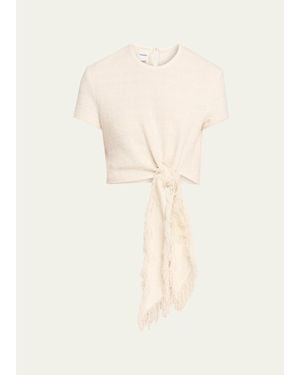 Nanushka Mariel Cotton Linen Tweed T-Shirt - Natural
