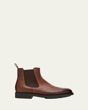 Santoni Enver Casual Leather Chelsea Boots - Brown