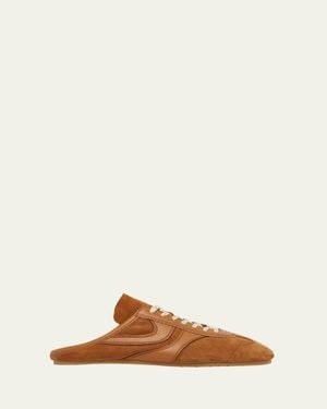 Dries Van Noten Suede & Leather Sneaker-Style Slippers - Brown