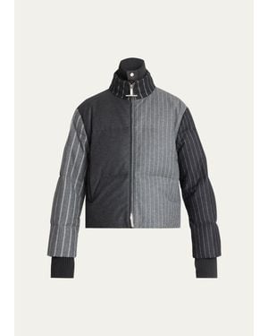 Thom Browne Chalk Striped Flannel Down Jacket - Blue