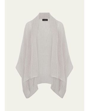 Eskandar Wide Short Sleeve Scrunch Shawl Collar Jacket - White