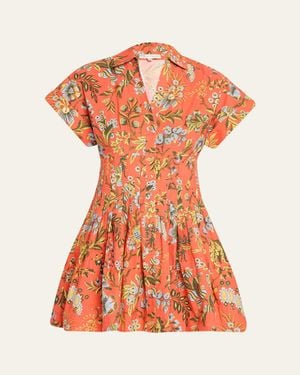 Cara Cara Nash Printed Button-Front Mini Dress - Orange