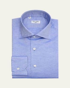 Cesare Attolini Solid Cotton Sport Shirt - Blue