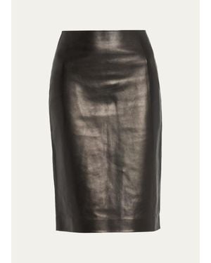 The Row Larco Leather Skirt - Gray