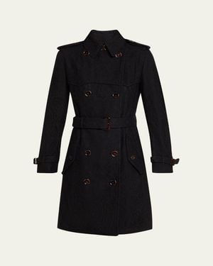 Burberry Foxfield Lace Double-Breasted Short Trench Jacket - Black