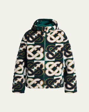 CASABLANCA Check Monogram Hooded Fleece Jacket - Multicolor