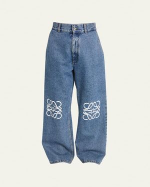 Loewe Anagram Cropped Jeans - Blue