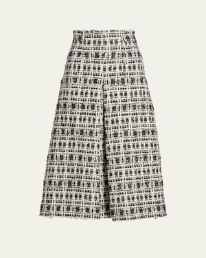 Sergio Hudson Box-Pleat Tweed Midi Skirt - White