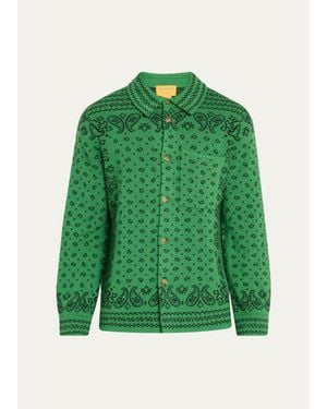 Guest In Residence Wild Rag Paisley Cashmere Knit Shirt - Green