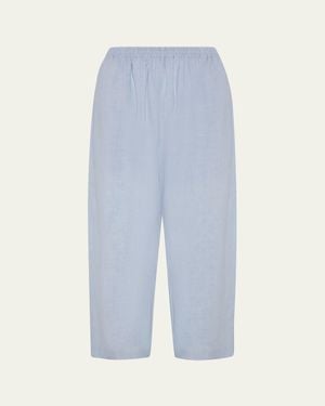 Eskandar Lightweight Linen Japanese Pants - Blue