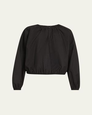 Proenza Schouler Wendy Blouson Technical Poplin Top - Black