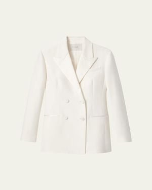 Lafayette 148 New York Double-Breasted Satin-Trim Jacket - Natural