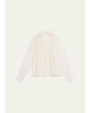 Vince Sheer Gathered Blouse - Natural