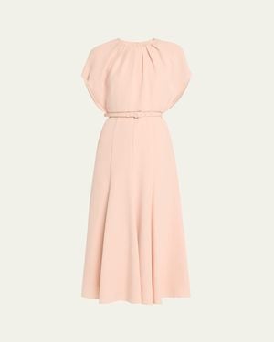 Roland Mouret Gathered Neck Light Cady Belted Dress - Pink
